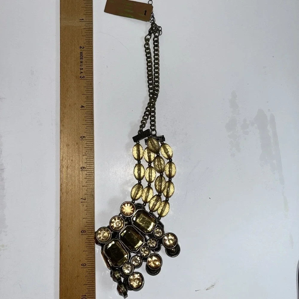 Statement Necklace Faceted Beads Chunky Gems Bib Chain Fashion Jewelry Gold Tone